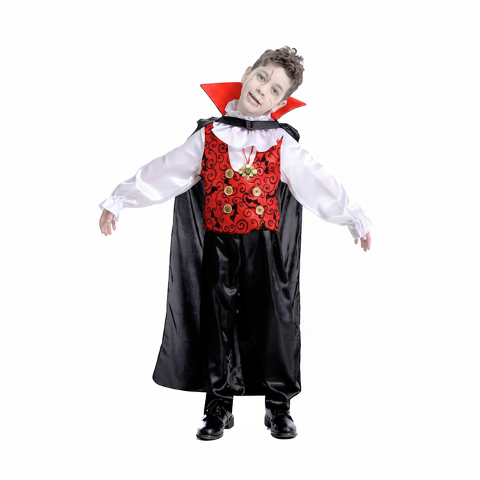 More Than Party Boys Halloween Vampire Costume Cloak Vest Pendant 10-12y