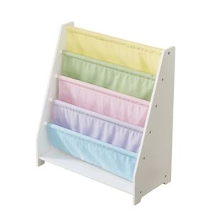 All 4 Kids Charlie White Kids Wooden Canvas Sling Magazine Bookcase
