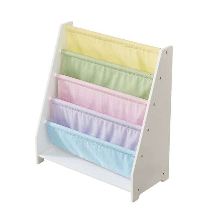 All 4 Kids Charlie White Kids Wooden Canvas Sling Magazine Bookcase