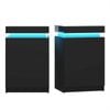 Ufurniture Black Bedside Table Set of 2 LED RGB 3 Drawers Nightstand With Lift Up Storage Cabinet