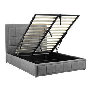 Foret Bed Frame King Gas Lift Storage Base Bedroom Furniture Fabric Grey