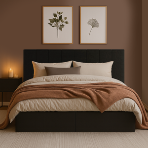 Yona Fold Out Cardboard Bed and Bedhead Bundle - Black Single