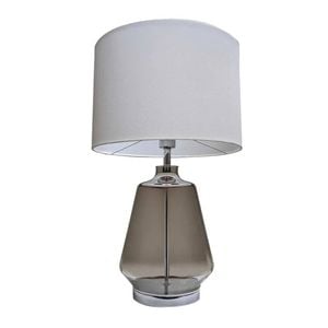 Telbix Harper Modern Table Desk Lamp Light Glass Metal Fabric White Smoke