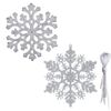 Catzon 30Pcs Christmas Glitter Snowflake for Xmas Trees-Silver
