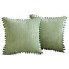 Catzon 2 Pcs Boho Decorative Throw Pillow Covers with Pom-poms for Sofa-Light Green