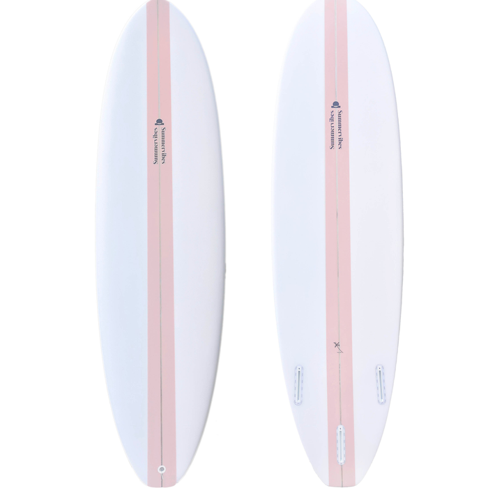 Summer vibes Mini Mal Funboard Surfboard - Pink - Pink, 8'0" x 21 3/4" x 2 7/8" 58.7L