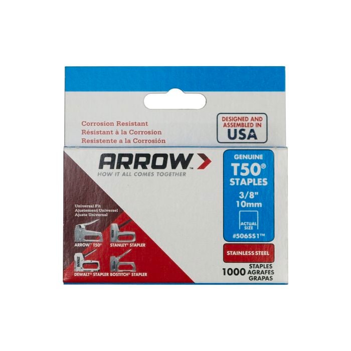 Arrow 10mm 3/8" Stainless Steel Staples - 1000 Pack