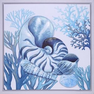 P&P Nautiluc Shell Hand Painting Picture - Elegant Modern Wall Art for Living Room, Bedroom & Office Decor 70x70cm