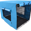 YES4PETS 48' Collapsible Metal Dog Puppy Crate Cat Rabbit Cage With Cover Blue