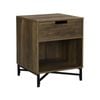 Austin Bedside Table 1 Drawer Industrial Side Table Nightstand Woodgrain And Black
