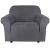 Smarcute 1 Seater Stretch Suede Soft Luxurious Fabric Sofa Cover Grey
