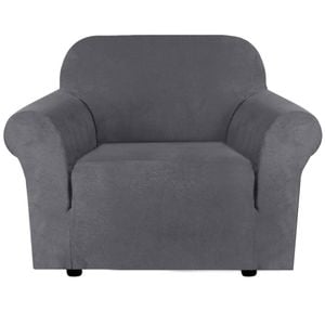 Smarcute 1 Seater Stretch Suede Soft Luxurious Fabric Sofa Cover Grey