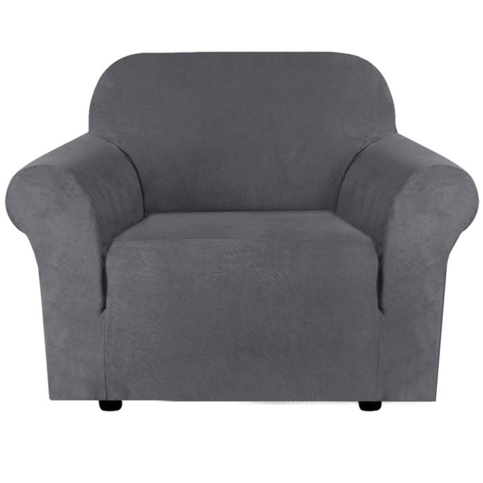 Smarcute 1 Seater Stretch Suede Soft Luxurious Fabric Sofa Cover Grey
