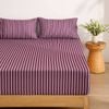 Dreamaker Pippa Stripe Fitted Sheet Set Plum Super King Bed