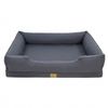 P&P Gray Beige Orthopedic Bolster Dog Bed with Washable Cover and Non Slip Paw Print Base 2XL