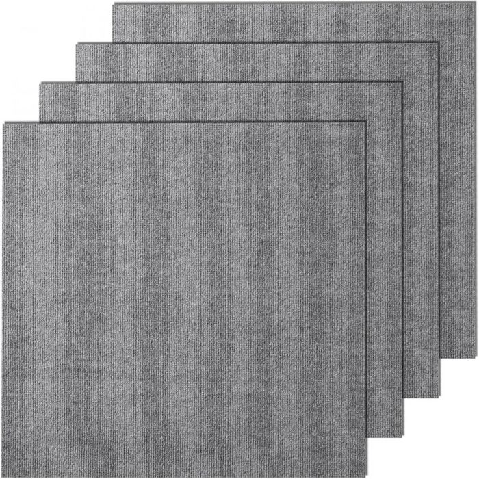 P&P Light Gray Carpet Tiles, 9 Pack 610 mm Peel and Stick Padded Squares for Floors