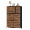 Advwin Chest of Drawers with 16 Fabric Drawers Tall Dresser for Closet Rustic Brown