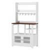 Ufurniture Furniouse 5-Tier Kitchen Bakers Rack with Power Outlet Coffee Bar Station Table with Cabinet & Hooks White