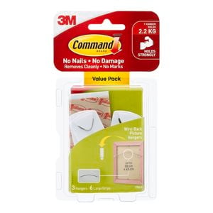 Command White Adhesive Wire Back Picture Hanger Value Pack - 3 Pack