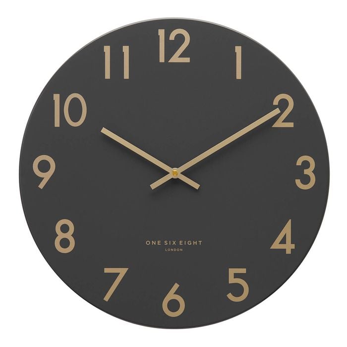 One Six Eight London  Jones Charcoal 60cm Silent Wall Clock