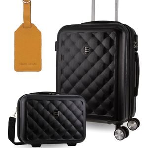 Pierre Cardin Cabin Hard-shell Suitcase & Mini Beauty Travel Case W/ Tag Black