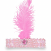 WIDE FLAPPER HEADBAND Feather Sequin Costume Gatsby Charleston Headpiece 1920s Light Pink