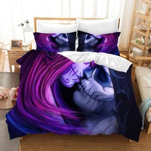 3D Purple Skull Quilt Cover Set Bedding Set Pillowcases 76