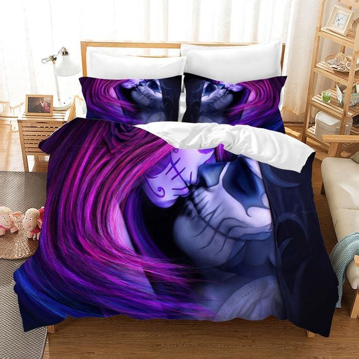 3D Purple Skull Quilt Cover Set Bedding Set Pillowcases 76