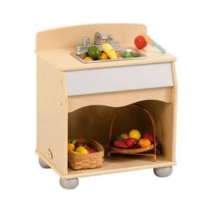 Jooyes Toddler Play Kitchen Sink - H50cm - Original Wood Colour | 48cm | Role Play