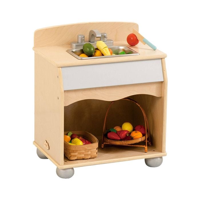 Jooyes Toddler Play Kitchen Sink - H50cm - Original Wood Colour | 48cm | Role Play