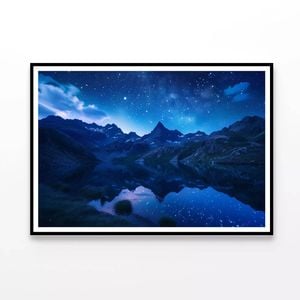 Mountain Lake and Starry  Print 100% Australian Made 120x90cm  (Poster)