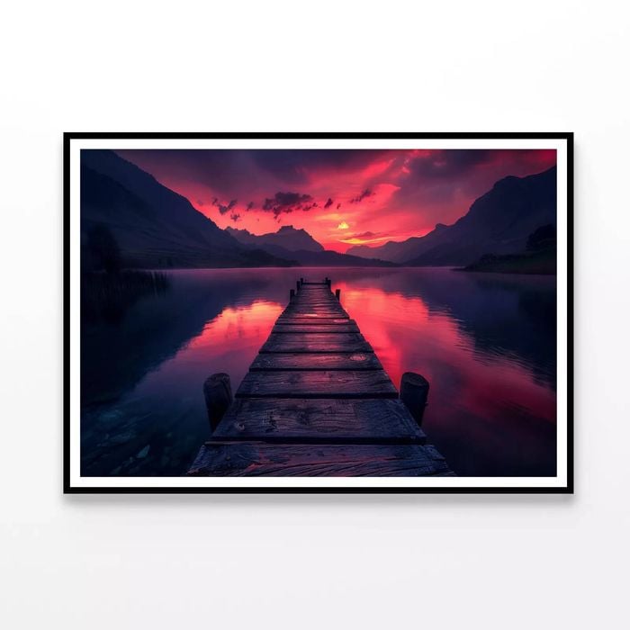 Dock with Lake with Sunset  Print 100% Australian Made 90x60cm  (Poster)