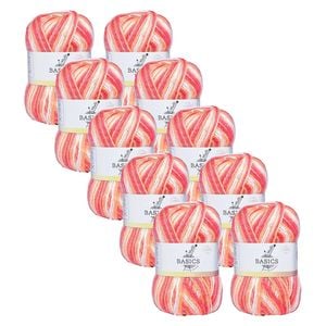 10x Malli 100g Blend Basic Poly/acrylic Coral Sea Multi Colour Knit Yarn
