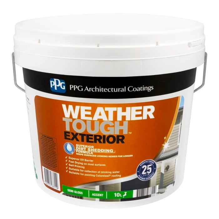 PPG Paints 10L Accent Semi Gloss Weather Tough Exterior Paint
