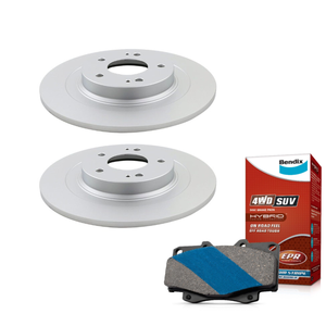 Rear Bendix Brake Pads + Rotors For Mitsubishi Outlander ZJ, ZK, ZL (Electric Park Brake)