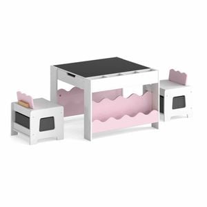 Costway Kid Activity Table Chairs Set Art Dining Double-sided Pink