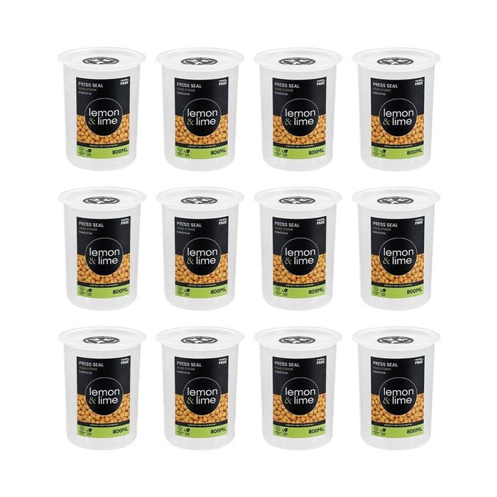 12PK Lemon & Lime Press Seal Food Storer Container 800ml 11x11x13.5cm