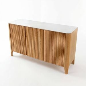 Avila 150cm Flute Buffet Table Ceramic Stone Top Natural
