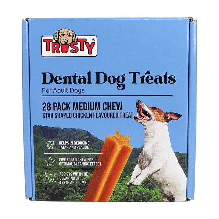 Trusty 28 Pack Star Shaped Chicken Flavoured Medium Chew Stick Dog Treats
