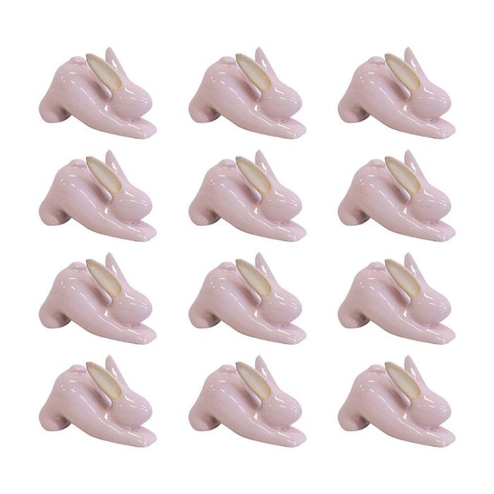 12PK LVD Yoga Bunny B Ceramic Figurine Home/Lounge Decor 7.5cm Pink
