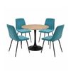 FORET 5pcs Round Dining Table Set With 4 Velvet Chairs Modern Kitchen Set