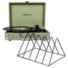 Crosley Cruiser Bluetooth Portable Turntable - Mint + Gadhouse Vinyl Rack Bundle - Black