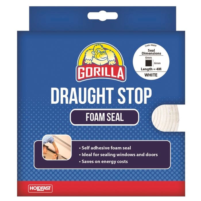 Gorilla 6mm x 6mm x 4m White Draughts Stop Foam