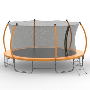 Advwin 12FT Trampoline Outdoor for Kids w/Safety Enclosure Net, Ladder, Max Limit 150 kg，Orange