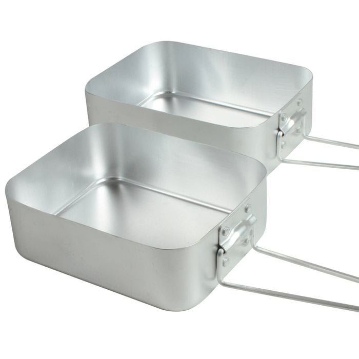 2pc Wildtrak Aluminium 2-Party Mess Kit Camping Pan - Silver