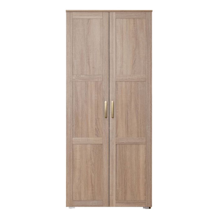 European Cabinetry Natural Oak Hamptons Oval Brass Stockholm Storage Cupboard