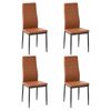 Oikiture 4PCS Dining Chairs High-Back Kitchen Chair Padded Faux Leather Brown