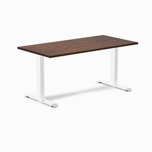 Desky Fixed Height Red Walnut Rubberwood Desk 150x75cm White Leg