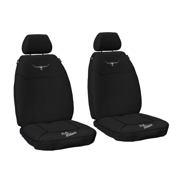 R.m.williams Rmw Longhorns Black Canvas Front Car Seat Covers Universal Fit
