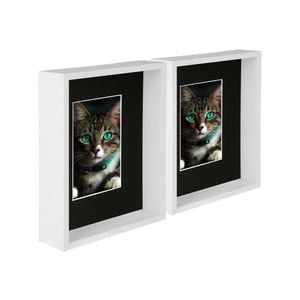 Nicola Spring 8" X 10" White 3d Deep Box Photo Frames - 4" X 6" Mount - Black - Pack Of 2